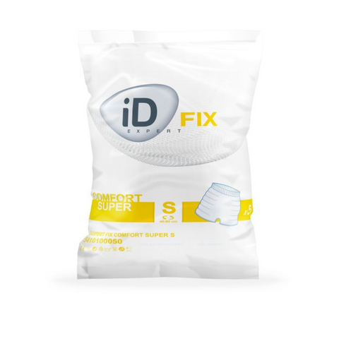 A selection of iD Fix Net Pants in various sizes, designed to securely hold incontinence pads in place. Made with soft fibres and double elastic Lycra for comfort, flexibility, and anti-leakage protection.