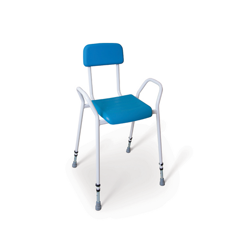 Perching Stool with Arms and Padded Back Blue