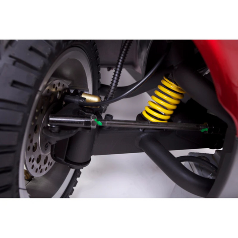 Detailed view of the Colt Pursuit's rear suspension system, ensuring a smooth and comfortable ride over rugged terrain and rough surfaces.