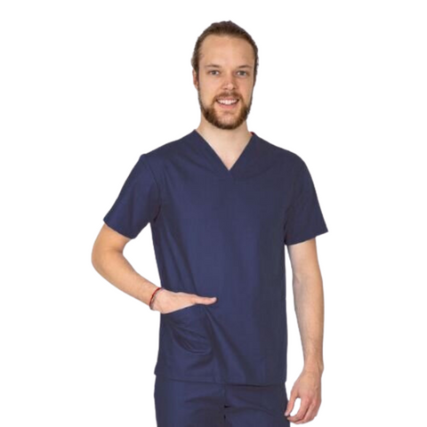 Scrub Top Aqua Blue and Navy